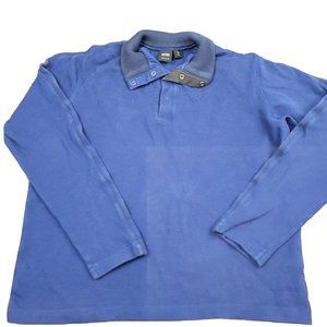 Hugo Boss Mens XL Sweater‎ Pullover Snap Blue Navy Preppy Casual Adult